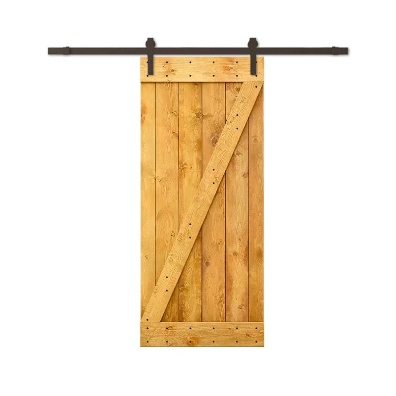 TMS 34'' x 84'' Solid Wood Paneled Painted with Installation Hardware Kit Barn Door