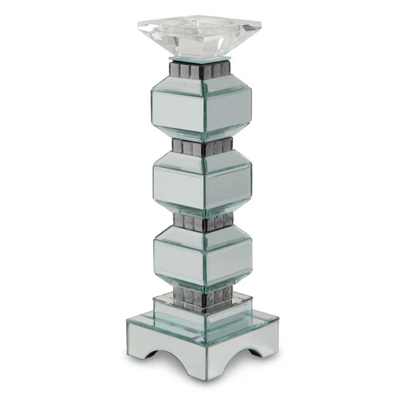 Michael Amini Montreal 15.5'' H Glass Tabletop Candlestick (Set of 2)