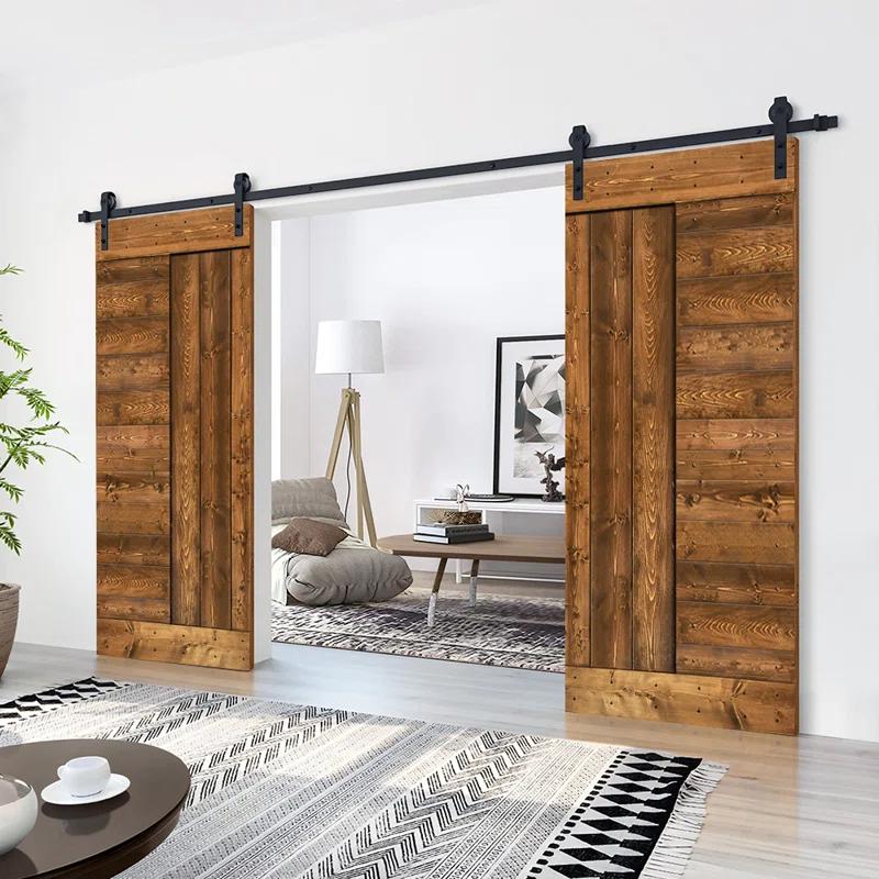 Calhome 84'' Solid Wood Paneled Painted with Installation Hardware Kit Barn Door
