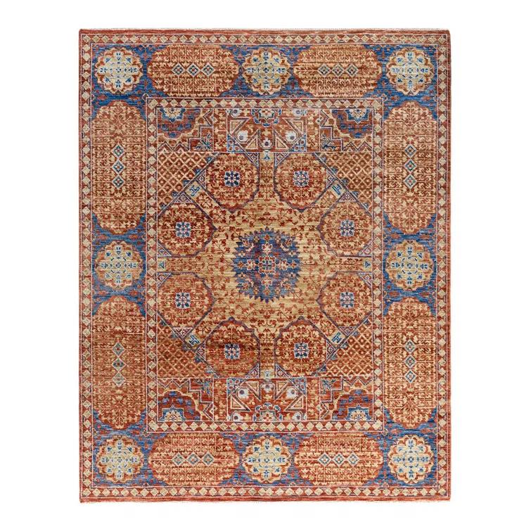 Solo Rugs One-of-a-Kind Rectangle 8'1" X 10'3" New Age Wool Area Rug Rust/Blue