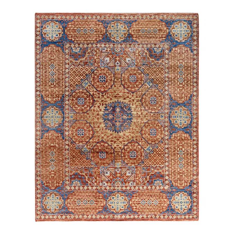 Solo Rugs One-of-a-Kind Rectangle 8'1" X 10'3" New Age Wool Area Rug Rust/Blue