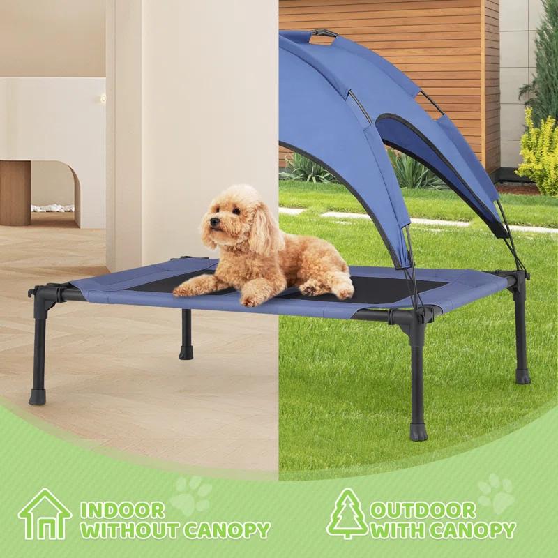 Tucker Murphy Pet™ Elevated Dog Bed With Canopy, Outdoor Dog Cot With Removable Canopy Shade Tent, Raised Pet Cot