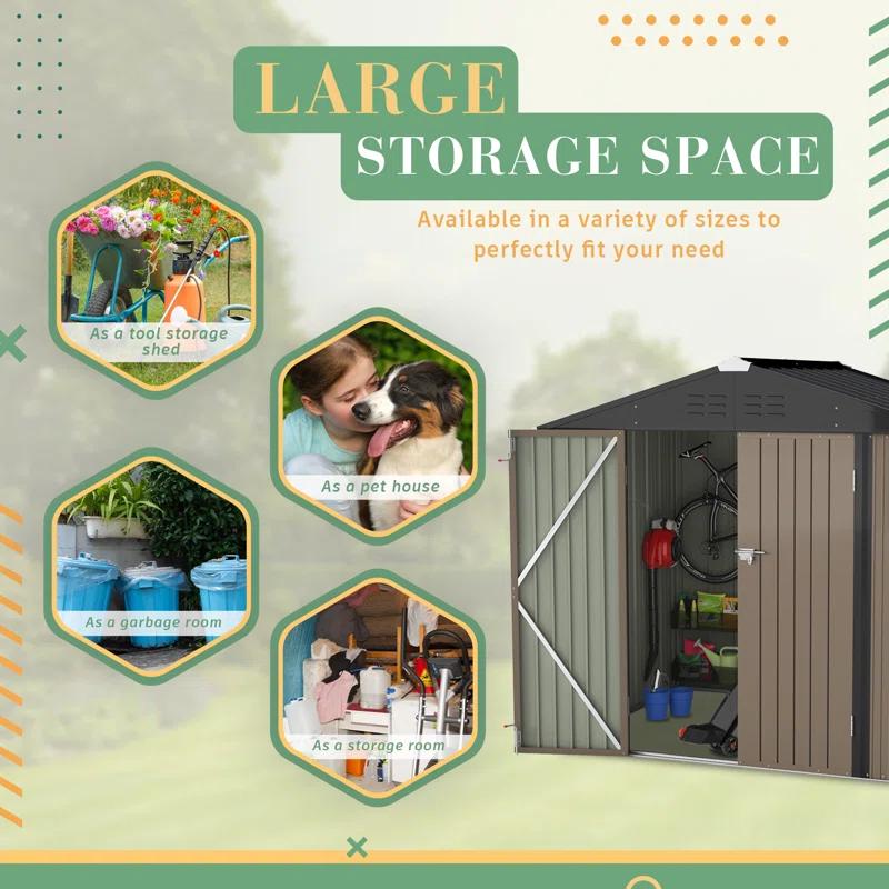 Devoko 8 ft. W x 6 ft. D Metal Storage Shed