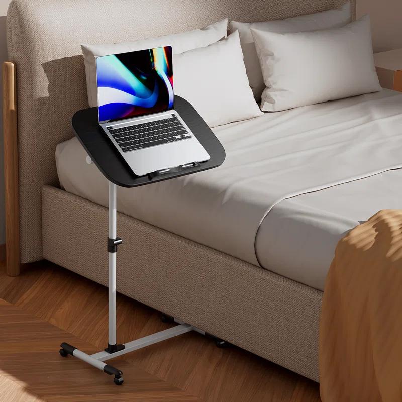 MoNiBloom Mobile Computer Desk, Adjustable Height Standing Table, Laptop Desk Rolling Sit-Stand with Wheels