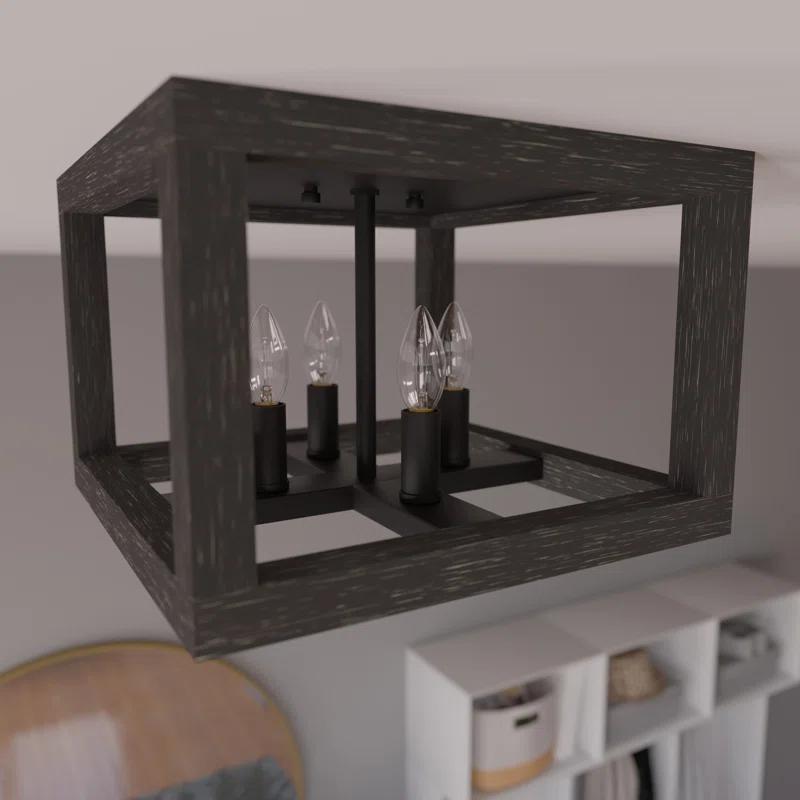 Squire Manor 4 - Light 12'' Lantern Square / Rectangle Flush Mount