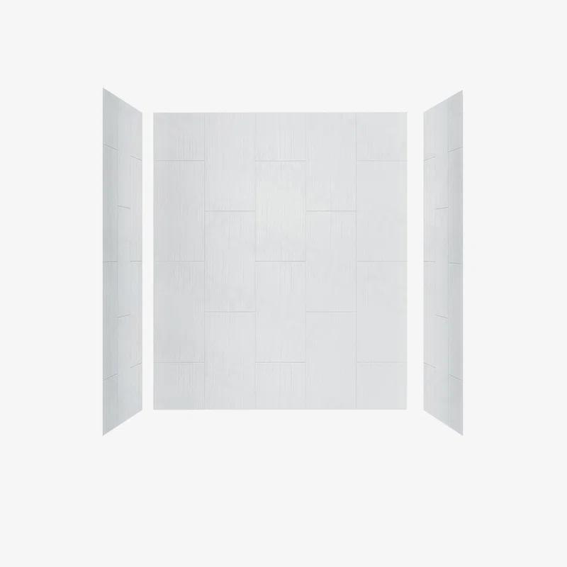 WoodBridge 75/96" H Solid Surface Shower & Tub Wall Panel, Surround, Quick Install, Cuttable, 0.138" thick
