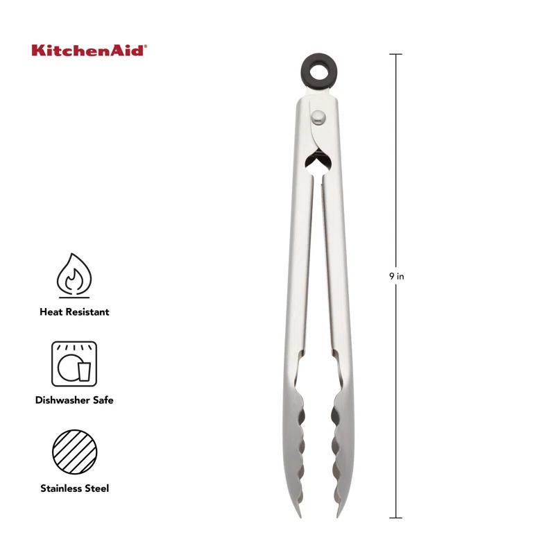 KitchenAid® KitchenAid® Gourmet Stainless Steel Serving Tongs with Hang Hook and Secure Closing Lock, 9 Inch