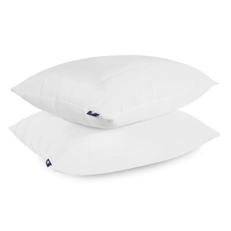 Serta Serta Down Illusion Cool Quilted Pillows King Size Pillows Set of 2, Soft/Medium, 20 In x 36 In, White (Set of 2)