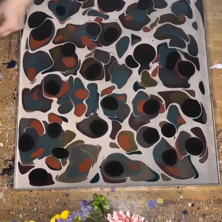 THE ART OF MARBLING Polyester Box Cushion Futon Slipcover