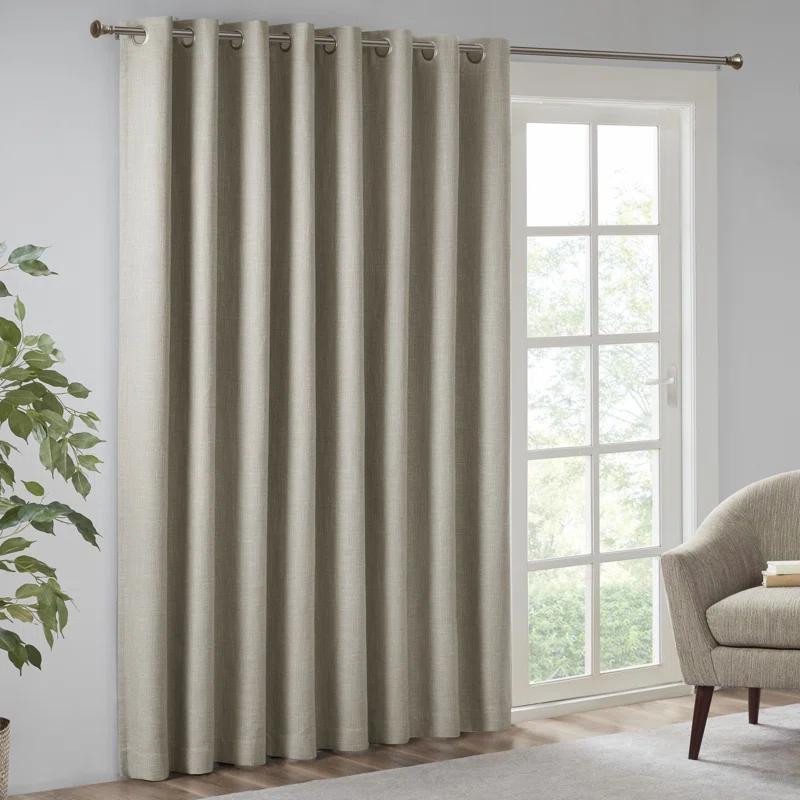 Madison Park Maya Printed Heathered Blackout Grommet Top Single Curtain Panel