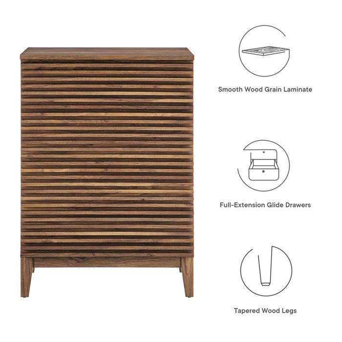 Modway Render 4-Drawer Chest In Walnut | Wayfair