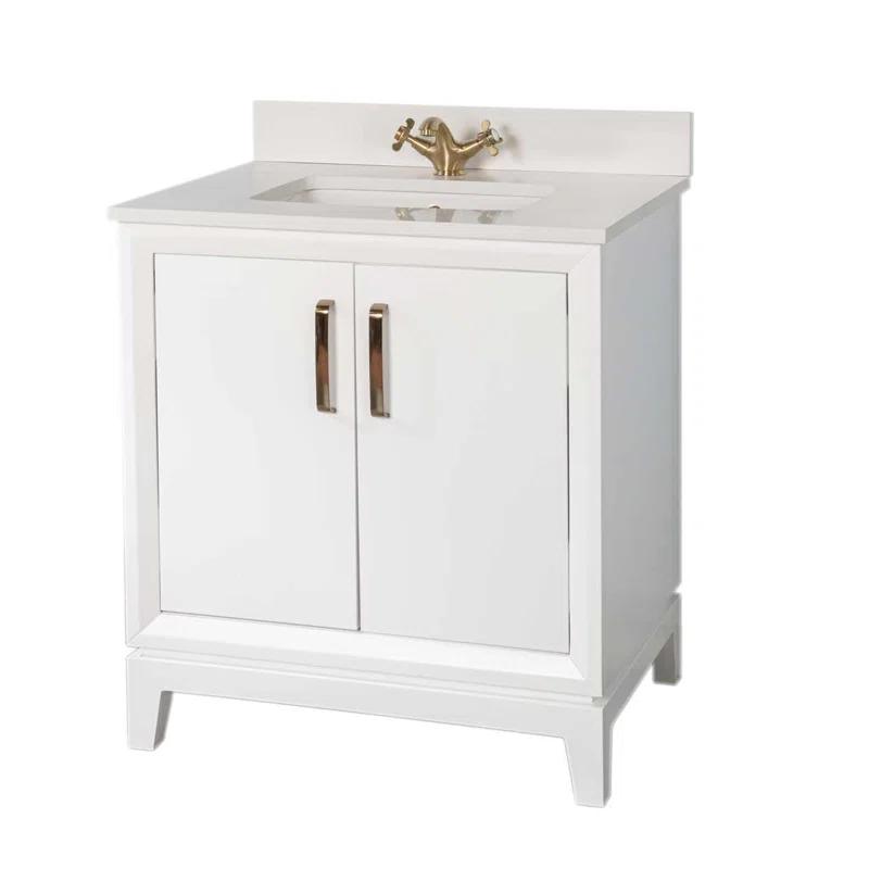 Fabia 30'' Free-standing Single Bathroom Vanity with Quartz Vanity Top & Mirror