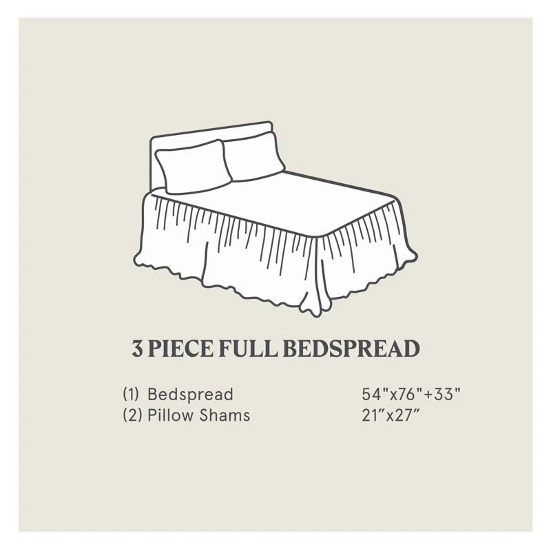 HiEnd Accents Luna Washed Linen Romantic Classic Chic Casual Modern Rustic Farmhouse Bedspread Set