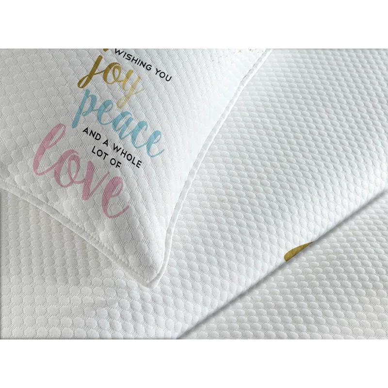 Ambesonne Ambesonne Joy Bedspread Set Christmas Snowflake Love Pale Pink Pale Blue