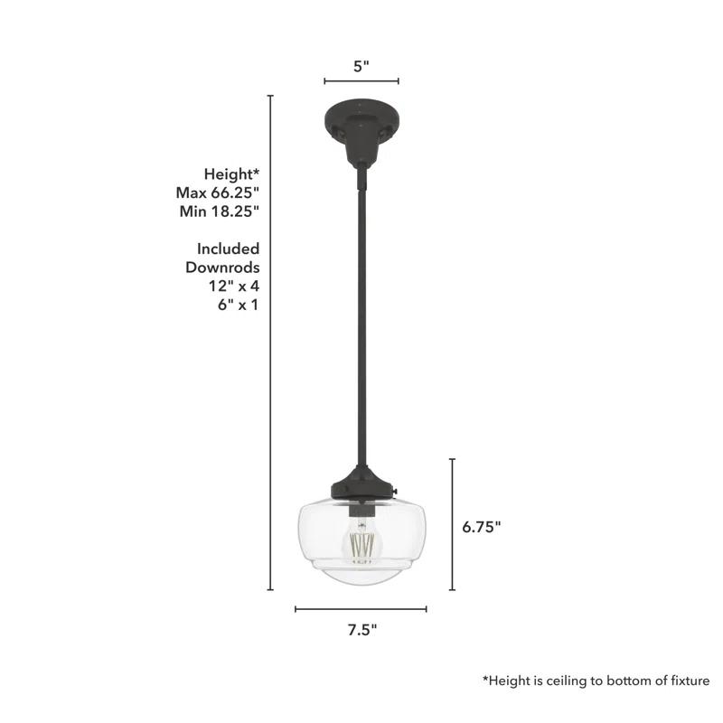 Hunter Fan Saddle Creek 1 - Light Single Schoolhouse Pendant with Glass