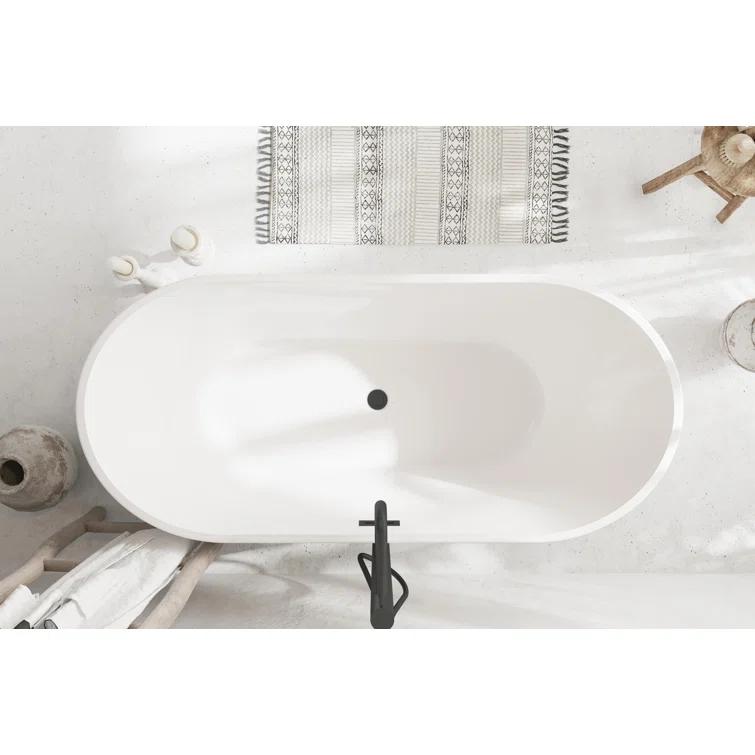 Living District 67 Inch Bathtub in Glossy White with Trim BT30167GW-MBK