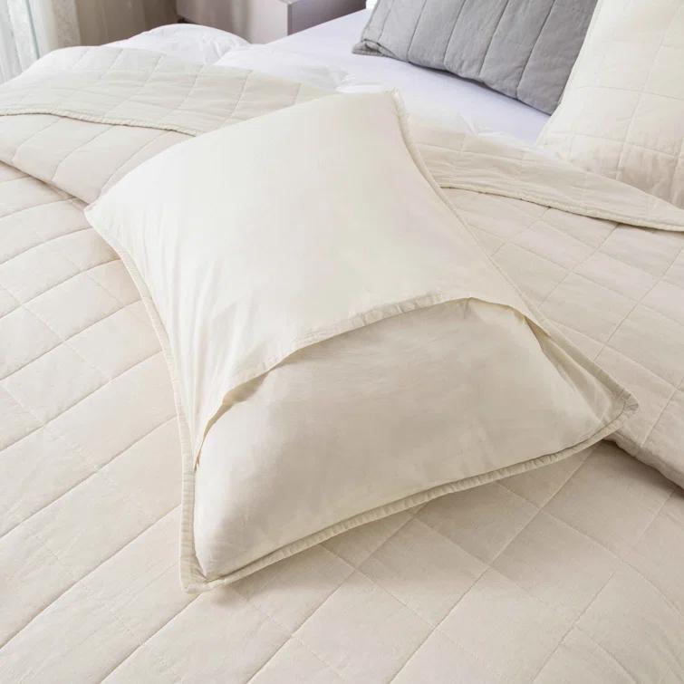 MeadowPark  Box Stitch Stone Washed Linen Blend Quilt & Pillow Shams Set & Reviews | Wayfair