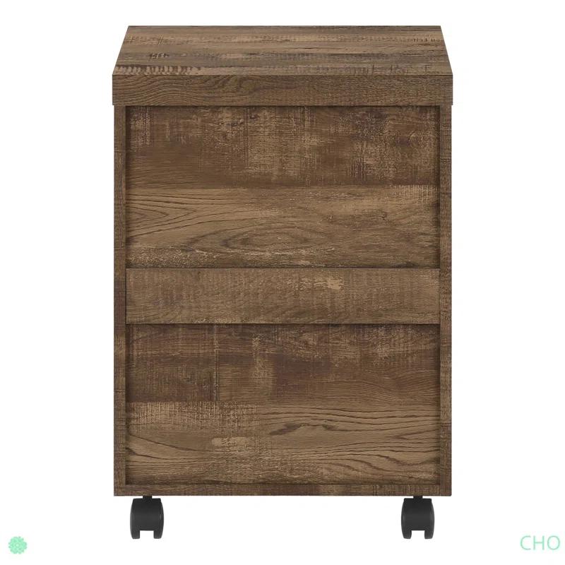 Millwood Pines File Cabinet, Rolling Mobile, Storage Drawers, Printer Stand, Office, Work, Brown Laminate, Contemporary, Modern