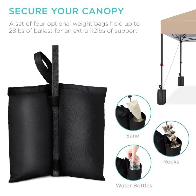 Best Choice Products Best Choice Products Easy Setup Pop Up Canopy W/ 1-Button Setup, Wheeled Case, 4 Weight Bags