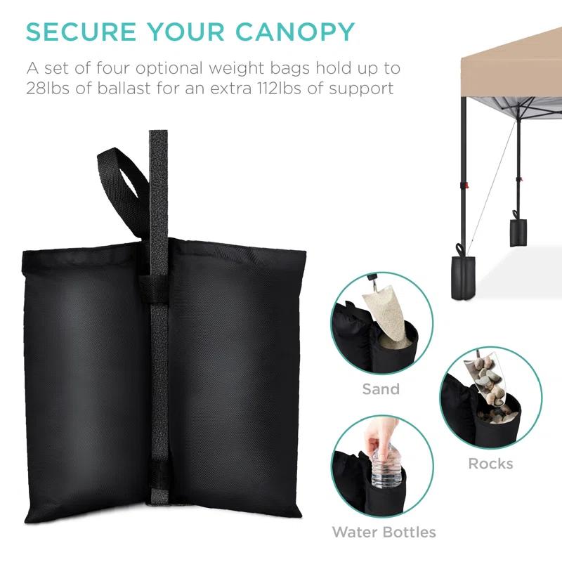 Best Choice Products Best Choice Products Easy Setup Pop Up Canopy W/ 1-Button Setup, Wheeled Case, 4 Weight Bags