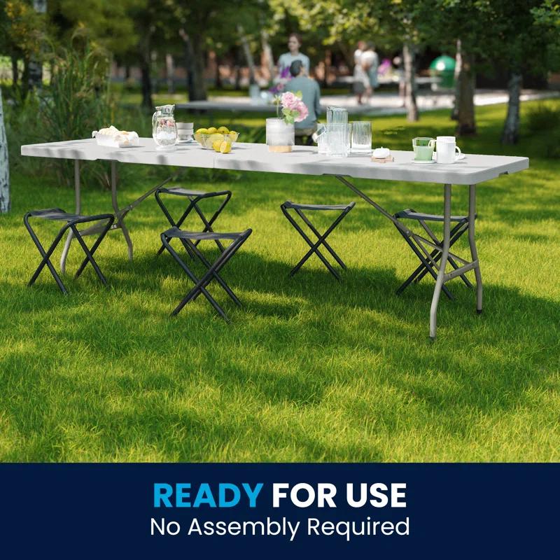 8-Foot Bi-Fold Plastic Banquet and Event Folding Table with Carrying Handle
