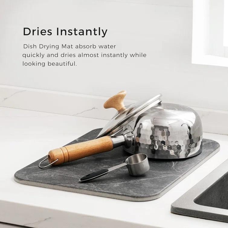 ColourTree Dish Drying Mat Super Absorbent Hide Stain Dish Drying Pad with Non-slip Rubber Backed