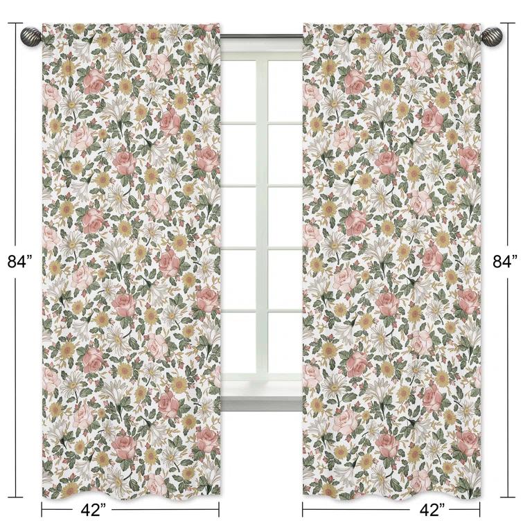 Sweet Jojo Designs Vintage Floral Semi-Sheer Rod Pocket Curtain Panels (Set of 2)