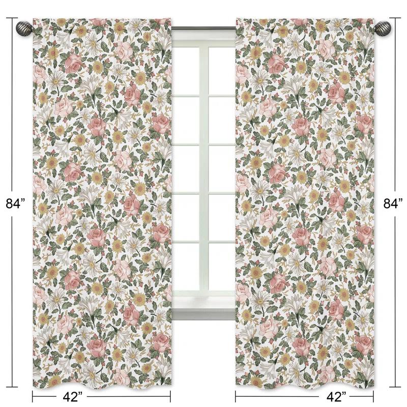 Sweet Jojo Designs Vintage Floral Semi-Sheer Rod Pocket Curtain Panels (Set of 2)