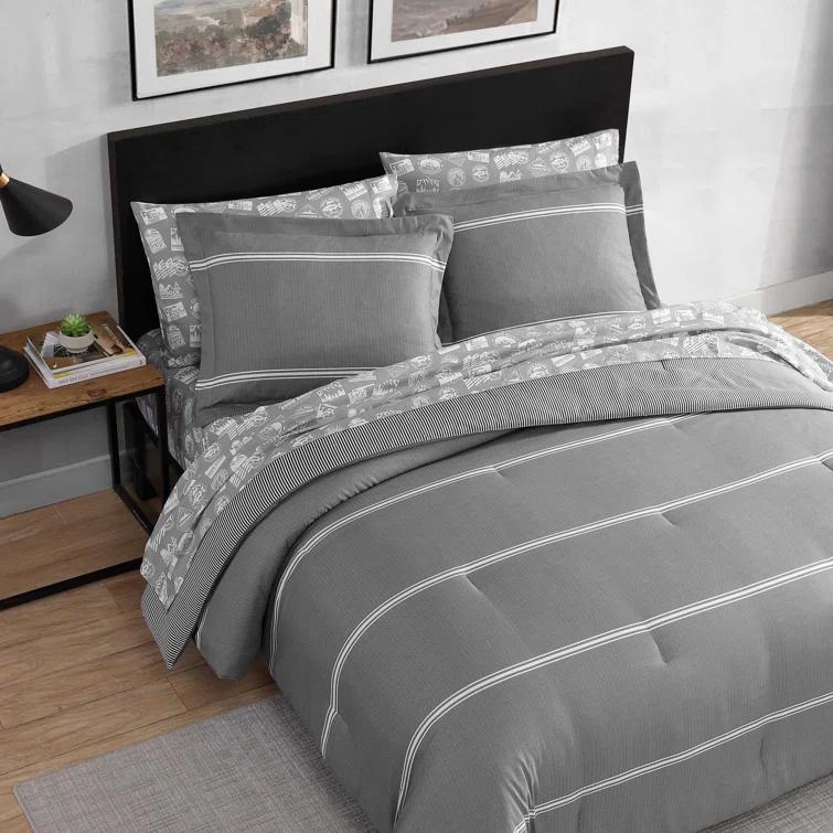 Eddie Bauer Eddie Bauer Chevron And Stripes Grey Bonus Bed Set