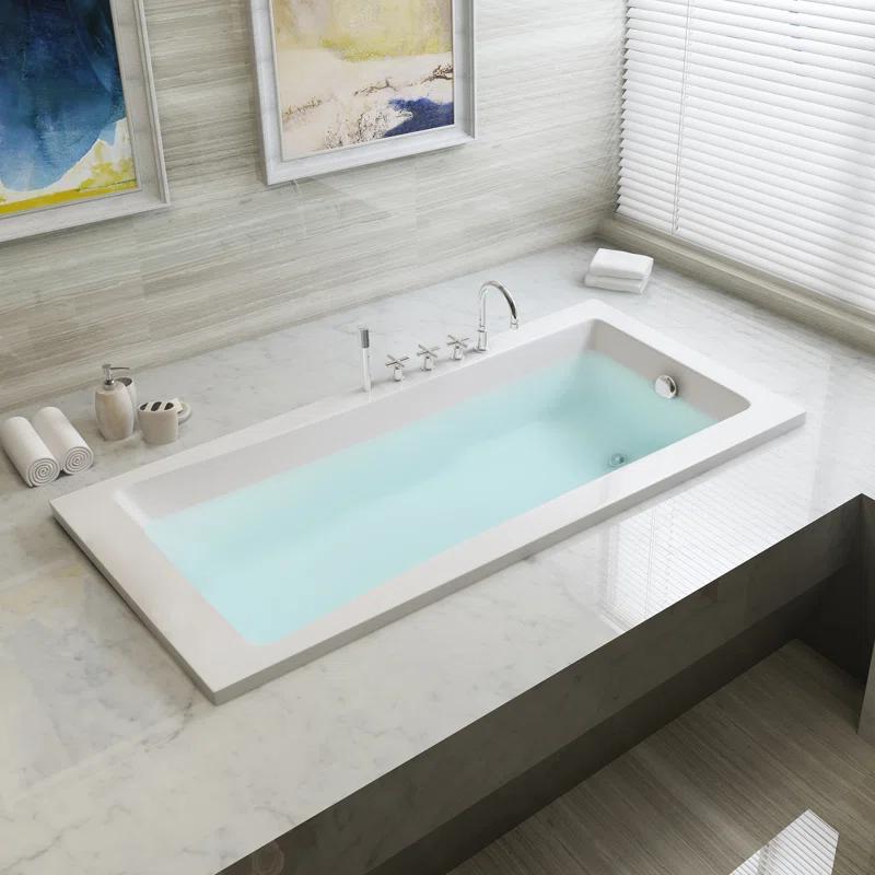 Kingston Brass XVTPN593017 Kingston Brass Aqua Eden 59-Inch Acrylic Rectangular Drop-In Tub with Drain