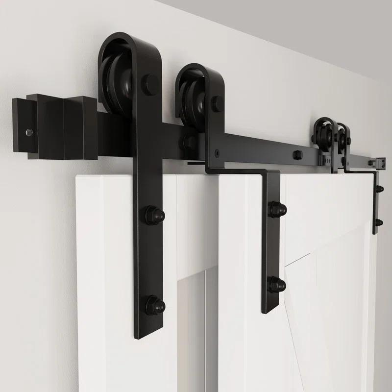 Lazio Steel Double Door Barn Door Hardware Kit Single Bypass