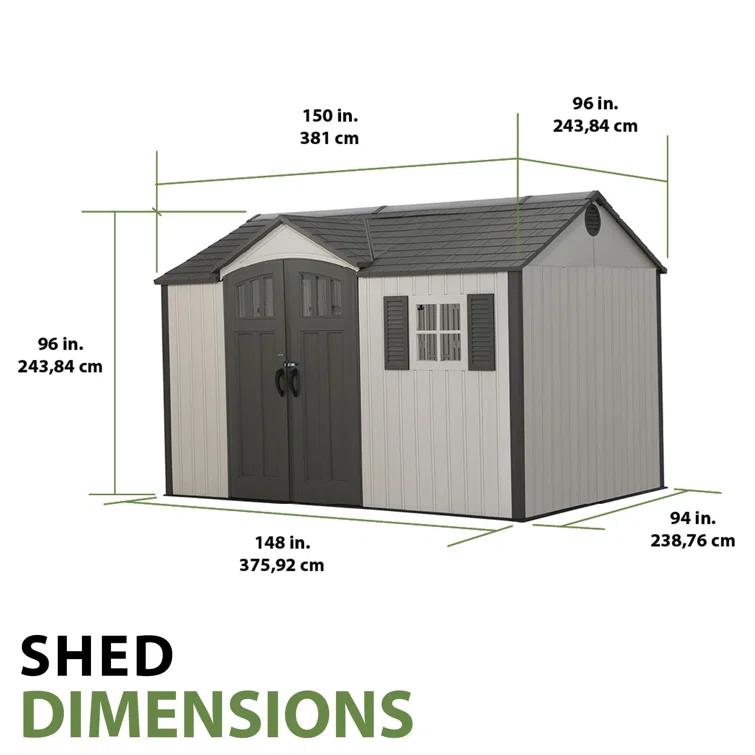 Lifetime Lifetime 12.5 Ft. x 8 Ft. High-Density Polyethylene (Plastic) Outdoor Storage Shed with Steel-Reinforced Construction