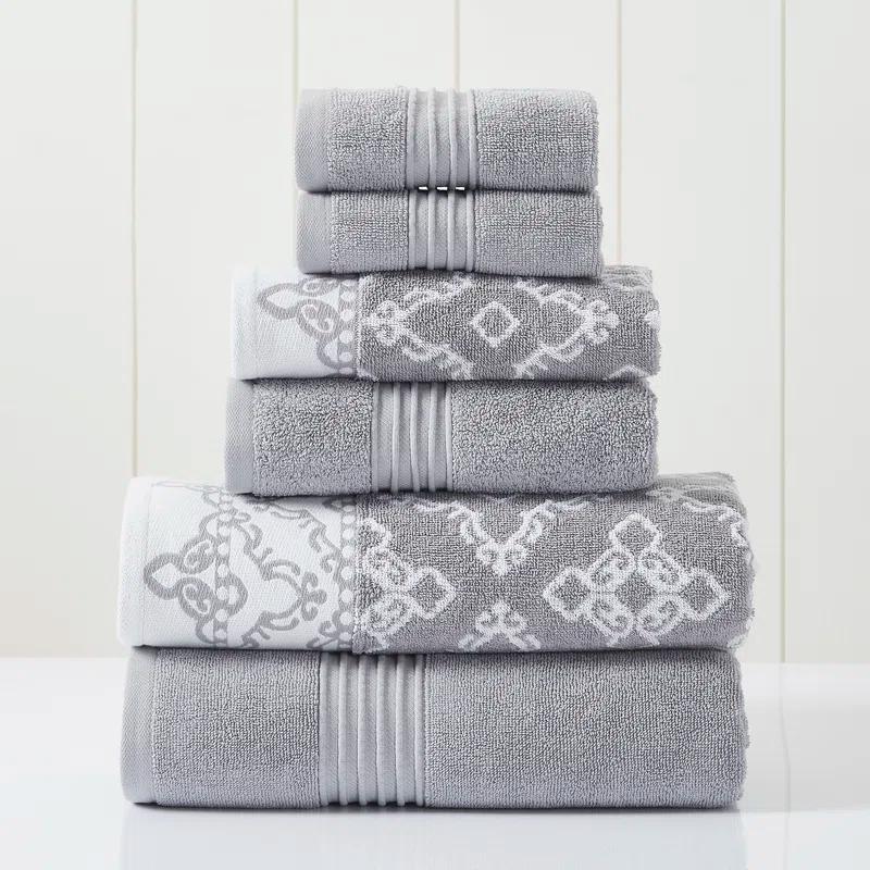 Modern Threads Modern Threads 6 Piece Set, 2 Bath Towels, 2 Hand Towels, 2 Washcloths Yarn Dyed Jacquard/Solid Towel Set Charlize