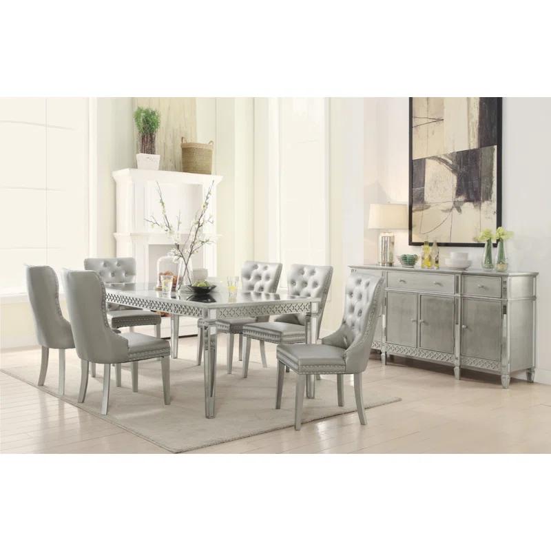 Hokku Designs Kacela Champagne Synthetic Leather & Champagne Finish Side Chair (Set Of 2)