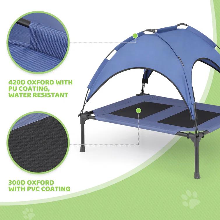 Tucker Murphy Pet™ Elevated Dog Bed With Canopy, Outdoor Dog Cot With Removable Canopy Shade Tent, Raised Pet Cot