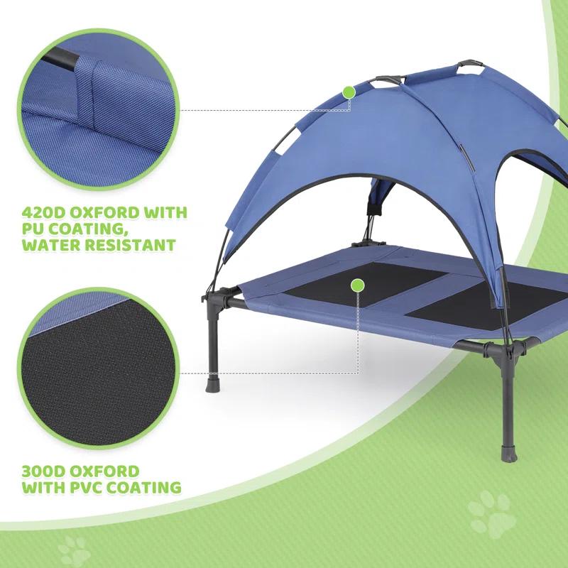 Tucker Murphy Pet™ Elevated Dog Bed With Canopy, Outdoor Dog Cot With Removable Canopy Shade Tent, Raised Pet Cot