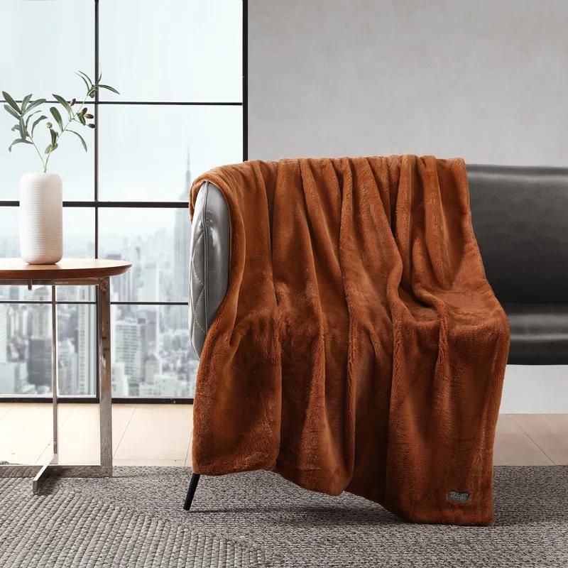 Kenneth Cole Kenneth Cole Faux Fur Solid Throw Blankets