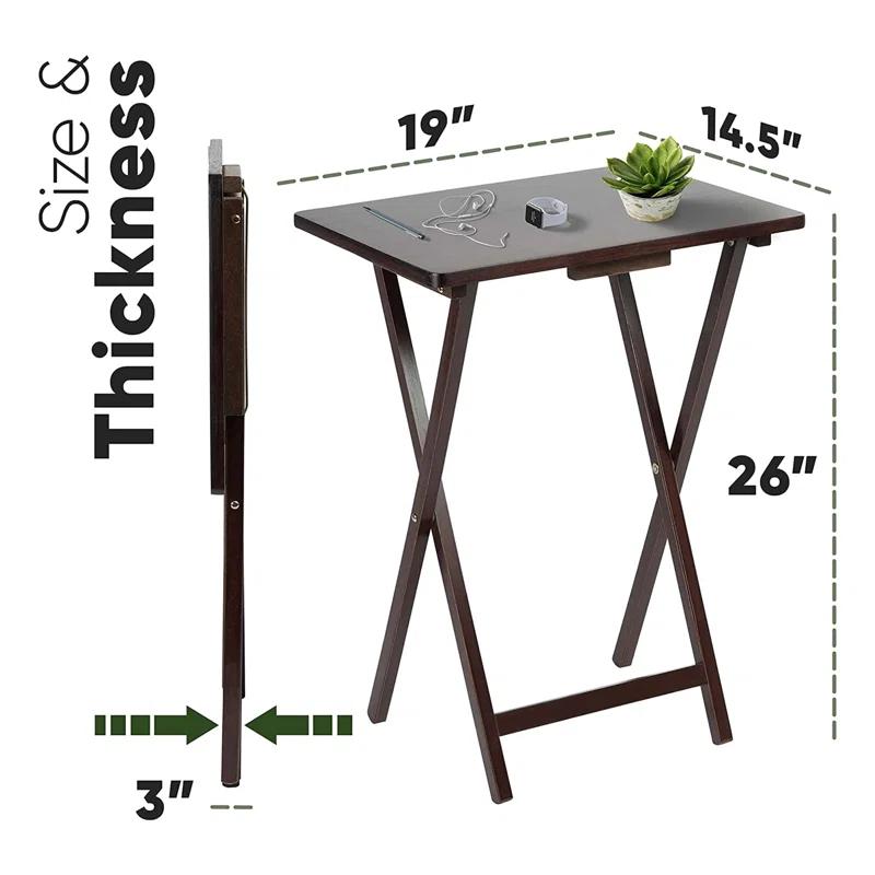 19.09'' Solid Wood Rectangular Portable Folding Table (Set of 2)