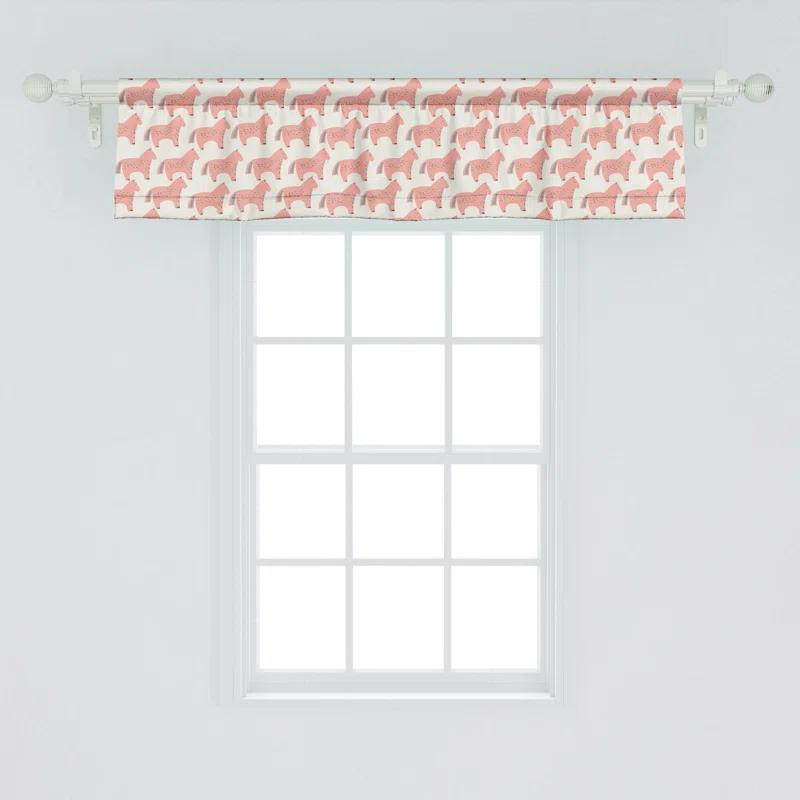 Ambesonne Ambesonne Animal Valance Pack of 2 Horse Pattern Coral and Cream_104736