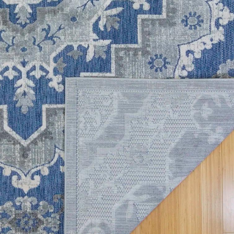 Gertmenian Fosel Arasi Blue/Gray Transitional Mandala Style Flatweave Indoor/Outdoor Area Rug