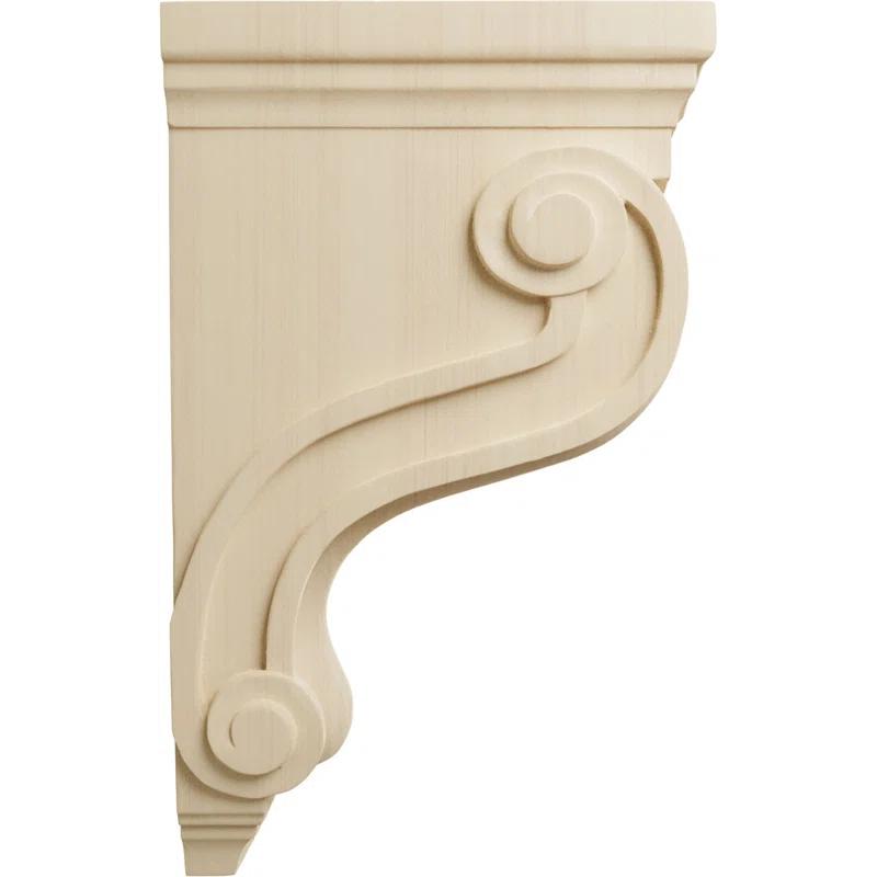 Ekena Millwork 3 7/8"W x 8"D x 13"H Boston Traditional Scroll Corbel, Rubberwood