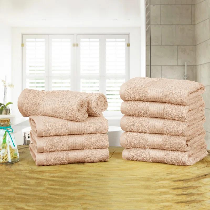 Ample Decor 100% Cotton Washcloth 12 x 12 Inch Highly Absorbent (Set of 10)