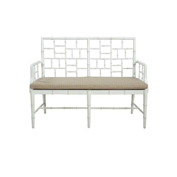 Belleville White Solid Wood Upholstered Settee