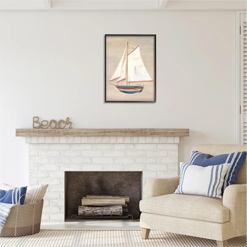 Stupell Industries Az-919-Framed " Blue And Red Sailboat " by June Erica Vess