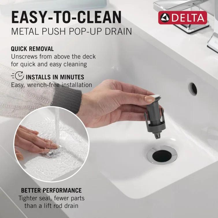 Delta Arvo Single Hole Bathroom Faucet with Drain Assembly, Single Handle Bathroom Sink Faucet 15840LF