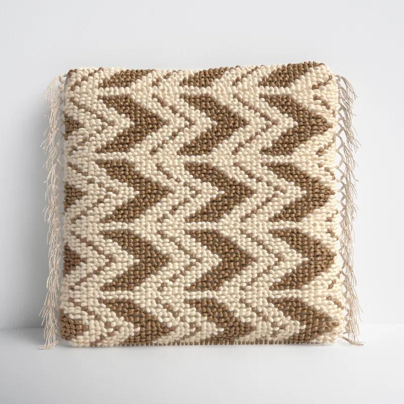 Oakleaf Chevron Polyester,Wool,Cotton Blend Throw Pillow