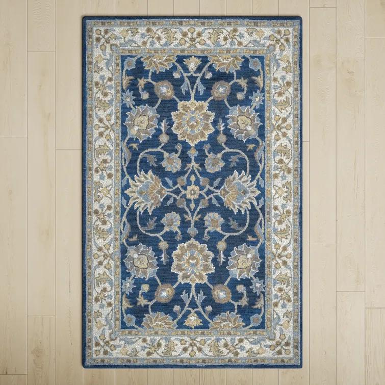 Onca Oriental Handmade Tufted Wool Blue Area Rug