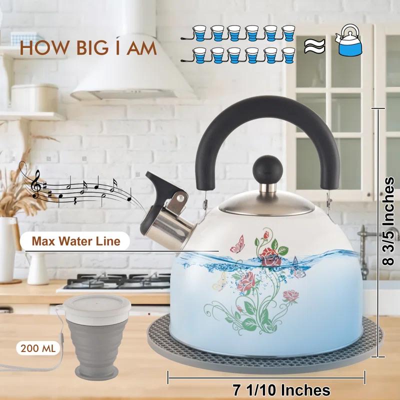 ARC ARC 2 Quarts Stainless Steel Whistling Stovetop Tea Kettle