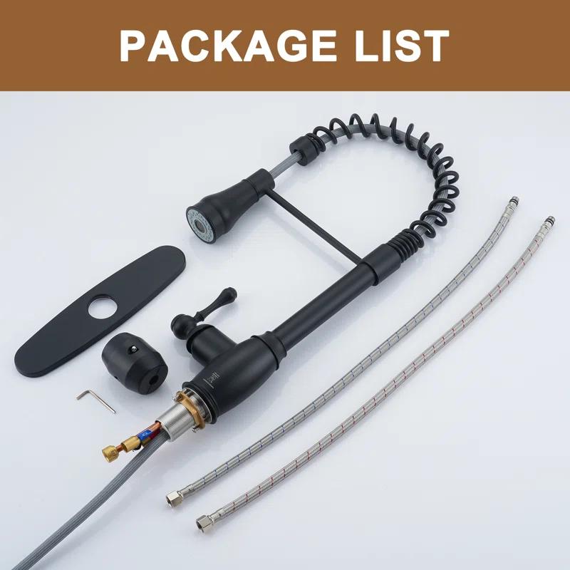 CASAINC 1.8 GPM Single-Handle Spring Pull-Down Kitchen Faucet Single Hole Faucet