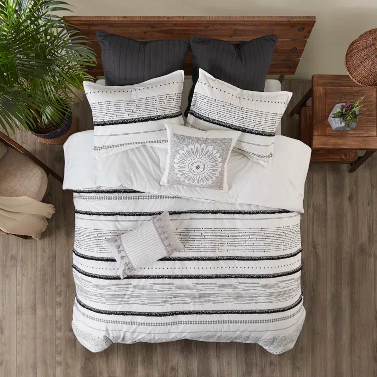 INK+IVY Nea Boho 3-Piece Striped Cotton Duvet Set